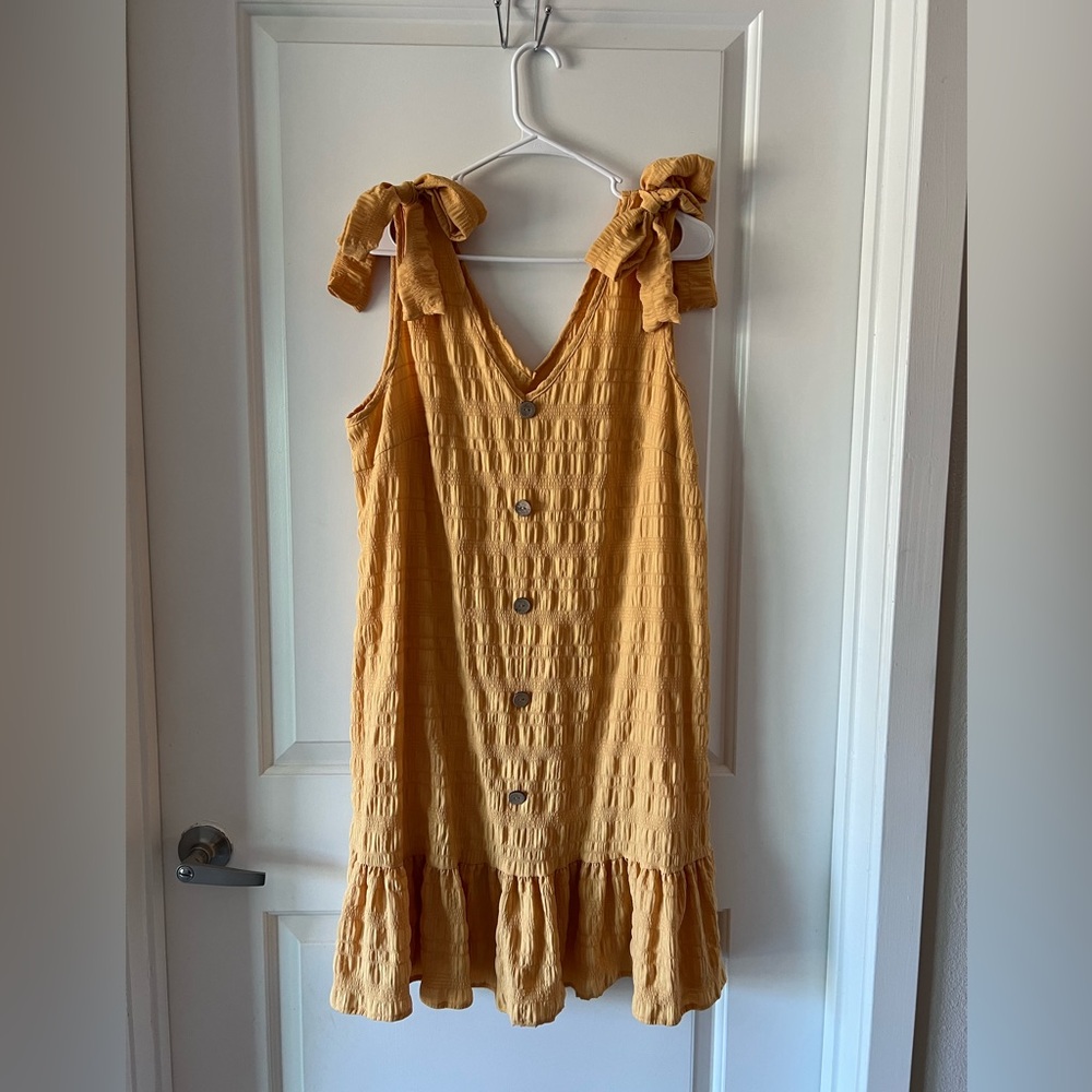 Mustard Button Midi Dress